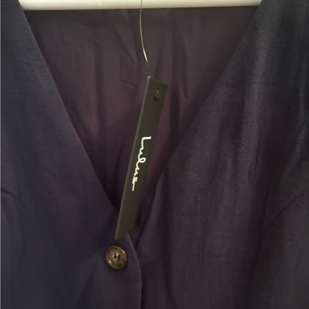 NWT Lulus Everyday Sweetness Navy Button-Up Mini Dress With Pockets - Picture 7 of 8